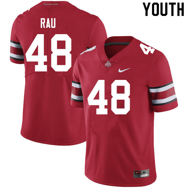 Ohio State Buckeyes Corey Rau Youth #48 Scarlet Authentic Stitched College Football Jersey
